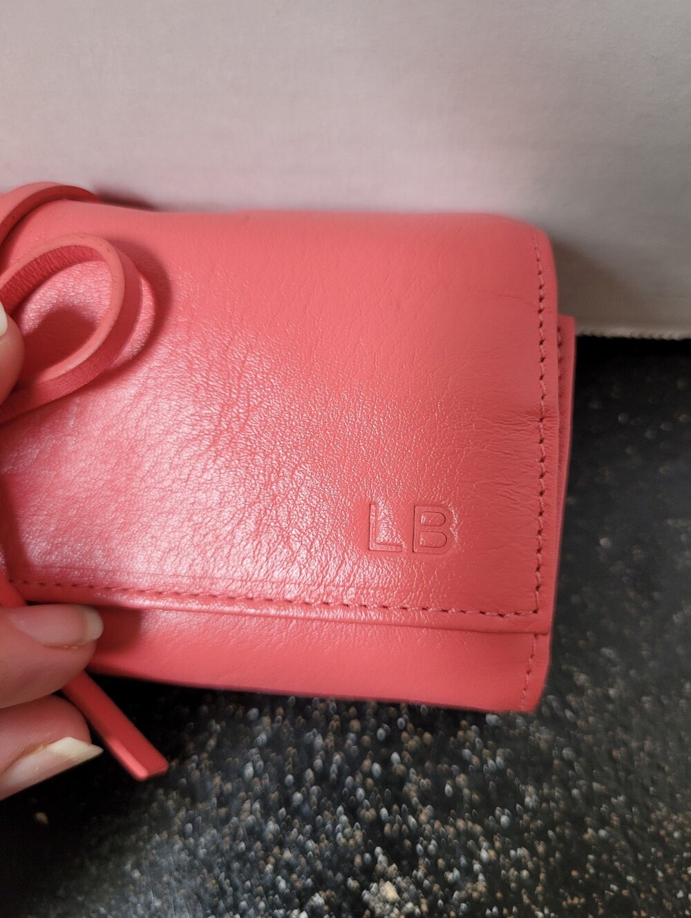 Rowallan Pink Leather Jewlery Travel Case Initials L. B. - Picture 2 of 6